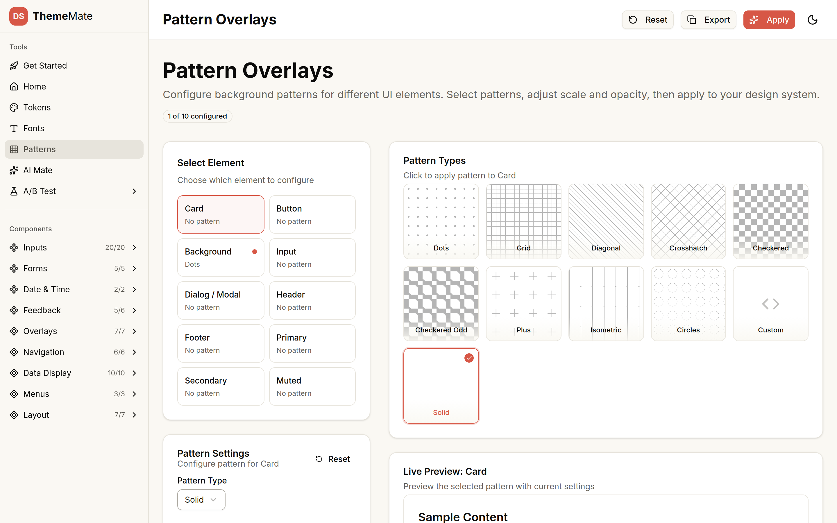 DS Theme Mate v2 — patterns library